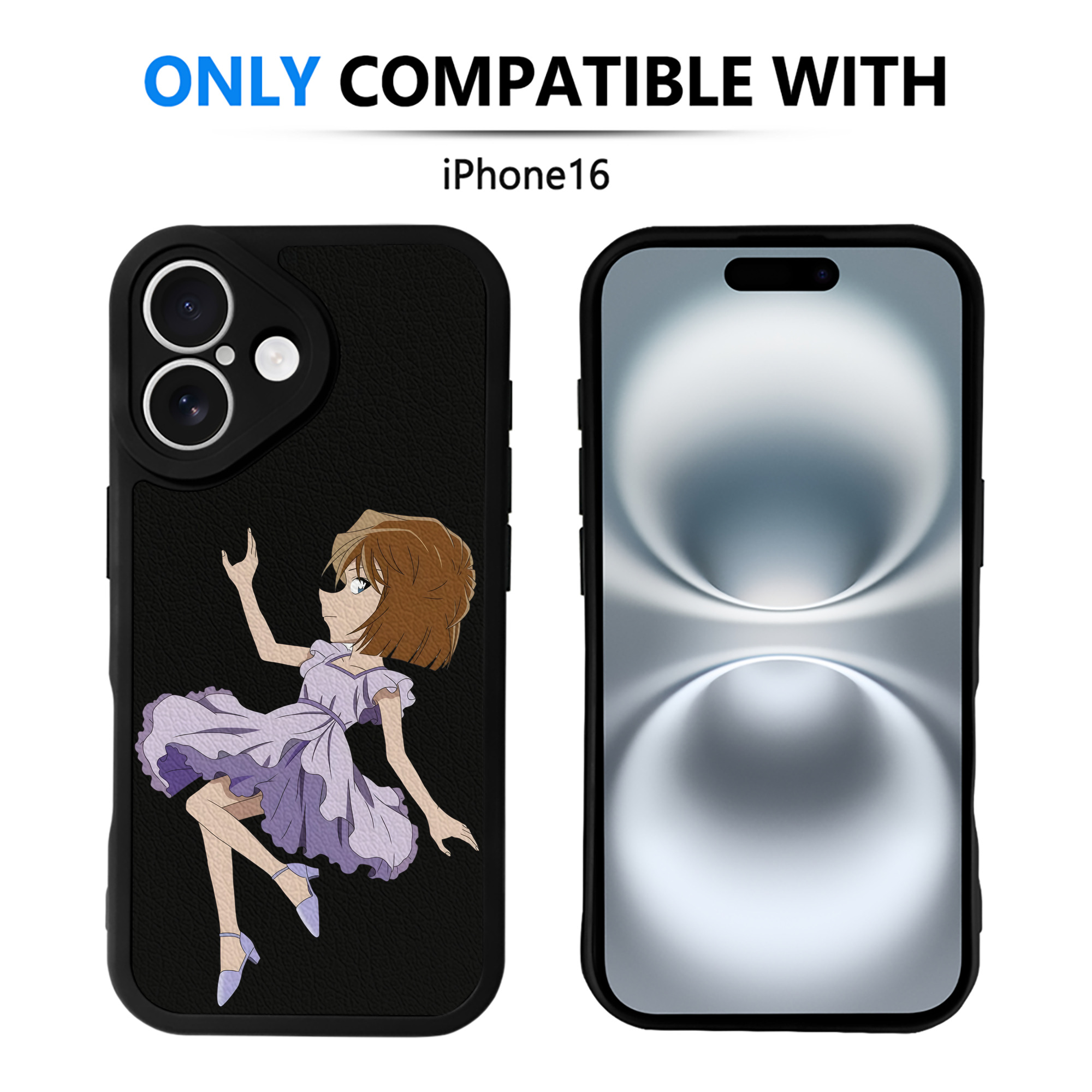 （画像用） 名探偵コナン 灰原 哀 はいばら あい Detective Conan Anita Hailey、Vi Graythorn Haibara Ai 【iPhone 16シリーズ対応】シリコンスマホケース（レザー調） 材質：シリコン